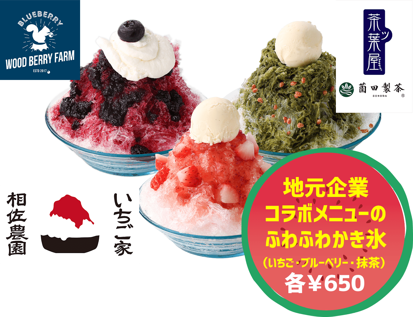 地元企業コラボメニューのふわふわかき氷