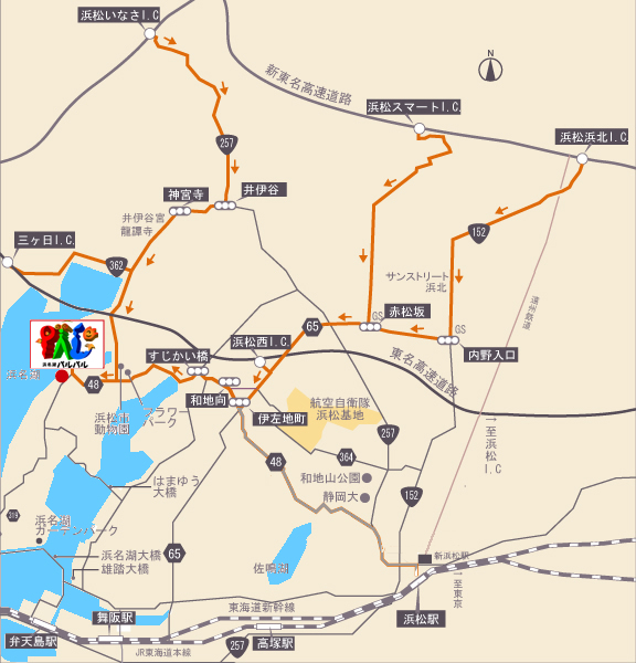 新東名から舘山寺温泉までの地図